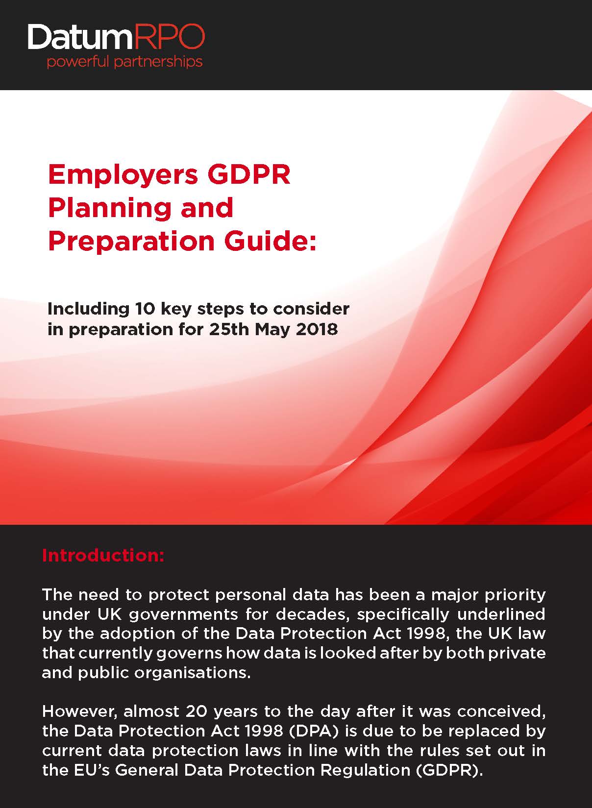 Download your Employers GDPR Planning and Preparation Guide