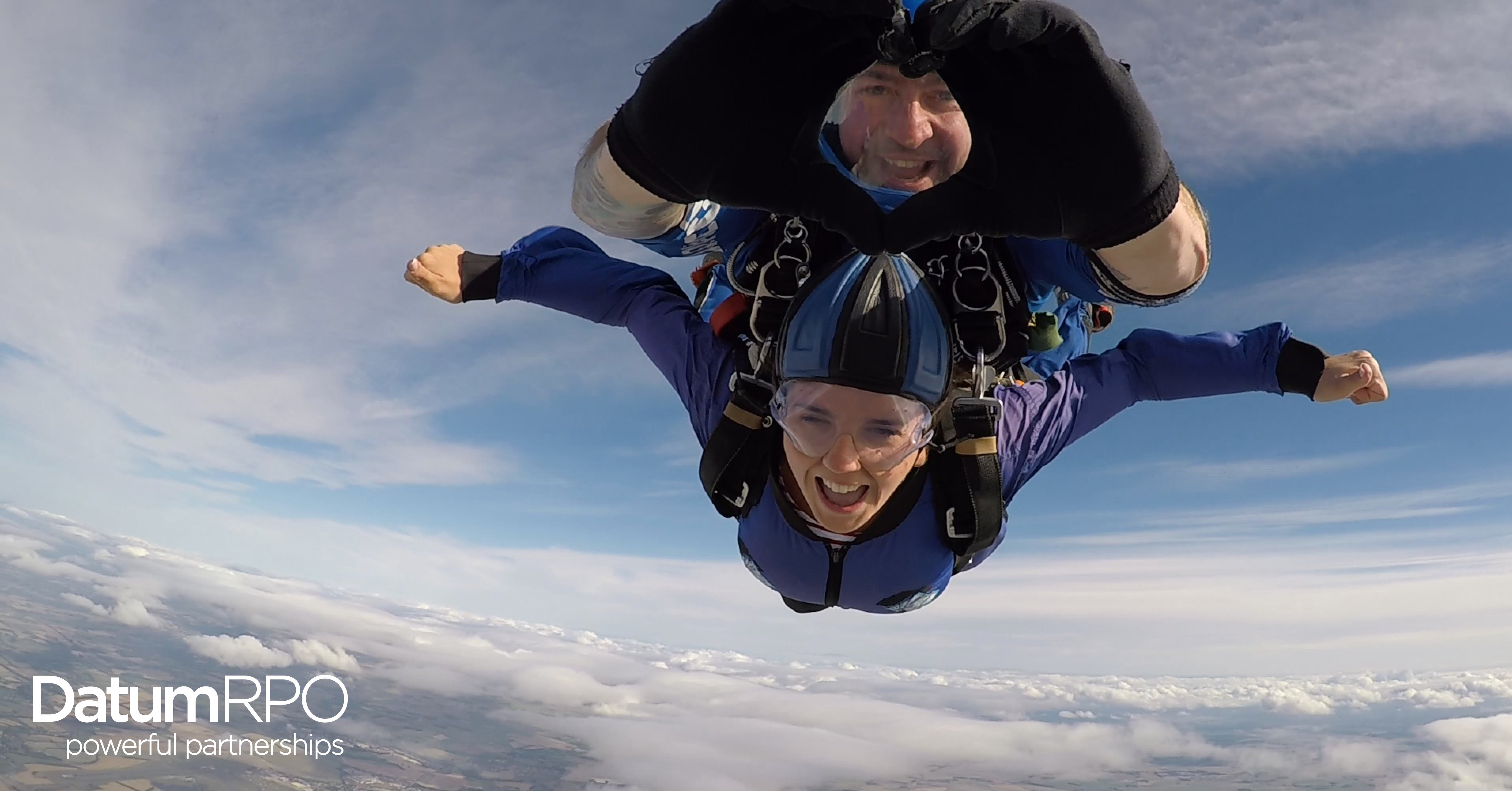 Flying High: Datum employee, Hayley Clancy, raises £660 for #PAP2020 by falling 15,000ft out of a plane!